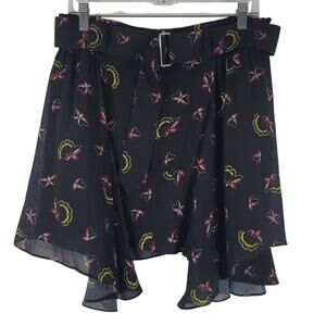 A.L.C 100% Silk Gorgeous Black Floral Skirt Women's 10